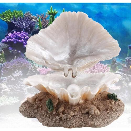 Resin Artificial Aquarium Shell Clam Pearl Decoration Air Stone Air Bubble Stone Air Pump Ornament Decor Landscaping Supplies