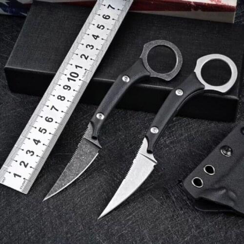 Bast Mini Straight Knife D2 Stone Wash Fixed Blade G10 Handle Outdoor Camping Hunting Survival EDC Paper Cutter Knife