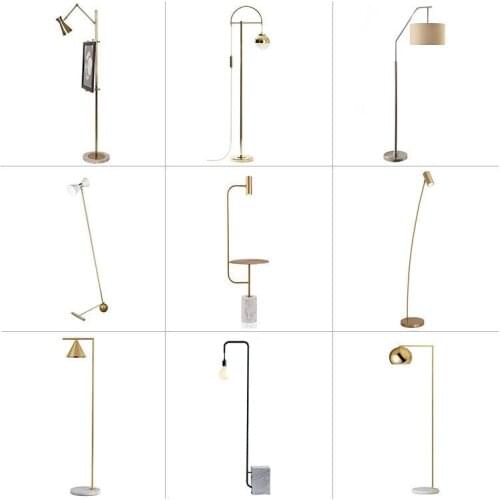 Northern Europe Post Modern Originality Light Luxurious Designer Model Tenant Hall Lamp Bedroom Metal Marble Vertical Floor Lamp