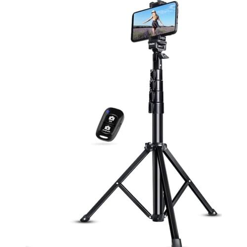 51Inch Extendable Tripod Stand with Bluetooth Remote for IPhone Huawei Gopro 9 8 7 Action Camera Cell Phones Portable Aluminum