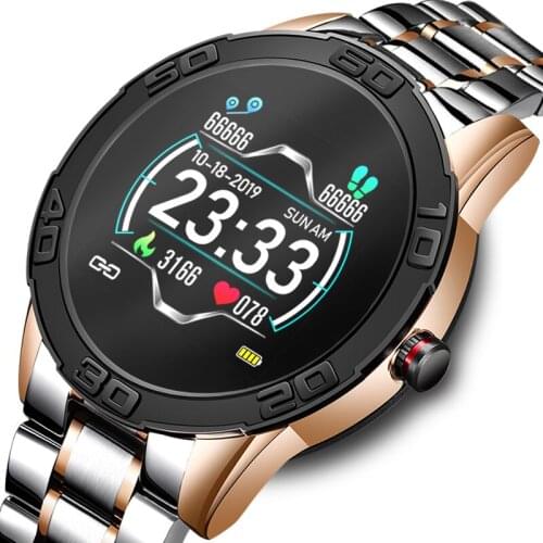 LIGE Stainless Steel Smart Business Health Watch Heart rate blood pressure Pedometer Information Remind Smart Watch Chronograph