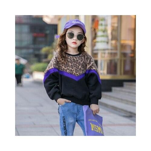 Baby Girl Sweatshirts Childrens Clothing Baby Christmas Clothes 2019 Autumn Winter New Kids Girls Leopard Patchwork Sweatshirt