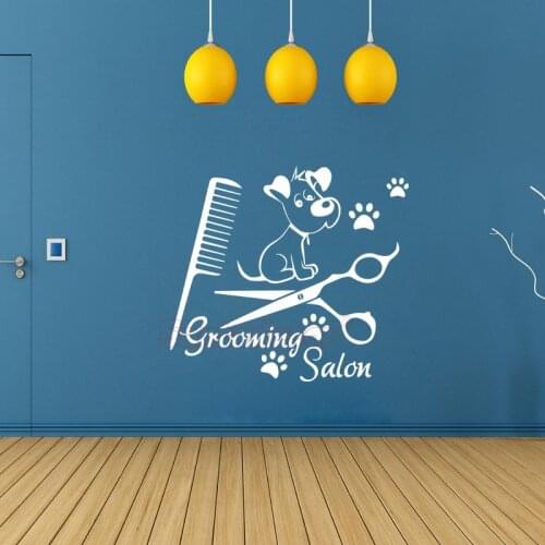 Pet Grooming Salon Vinyl Sticker Dog Mural Decals for Pet Shop Wall Art Poster Home Decor Wallpaper House Decoration 30cm X 33cm