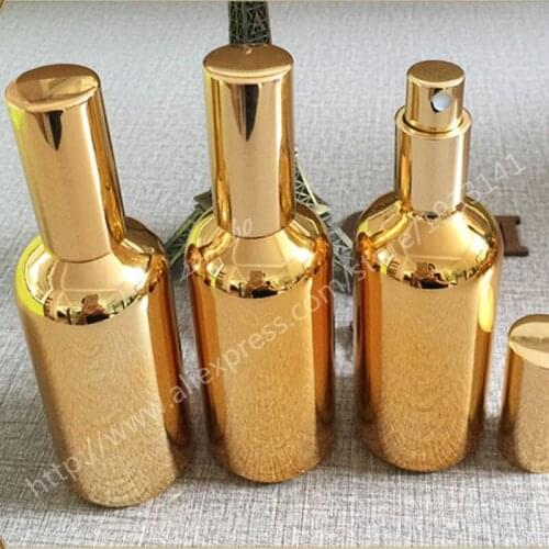 200PCS/Lot High quality mist golden bottle, 100ml glass spray bottle, 100 ml gold color glass spray bottle for essential oils