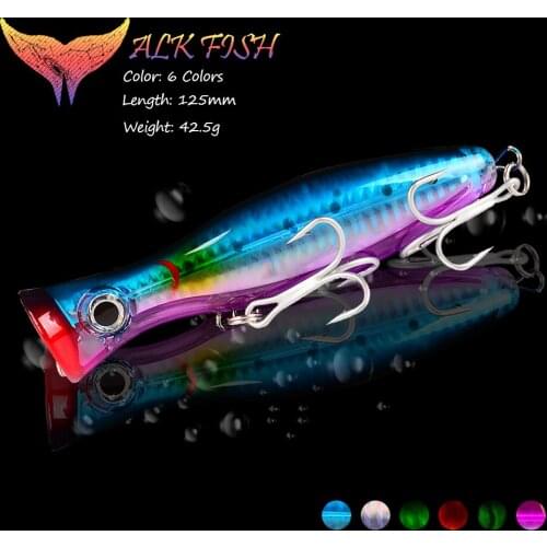 WALK FISH 1PCS 125mm/42.5g Popper Fishing Lure Topwater Hard Fishing Baits Artificial Wobbler Pencil Plastic Baits Bass Carp