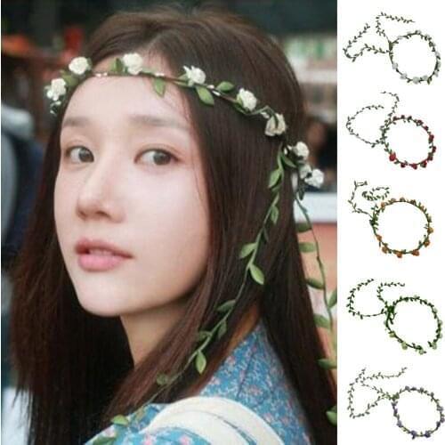Women Charm Flower Tiara Wedding Floral Headband Hair Boho Brid Garland Princess Wreath Girls Crown Headdress Party Accessories