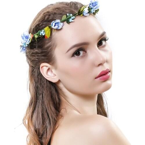 Bohemian Terylene Flower Wreath Garland Crown Festival Wedding Bridal Bridesmaid Floral Headband BOHO Headdress Headpiece Hair