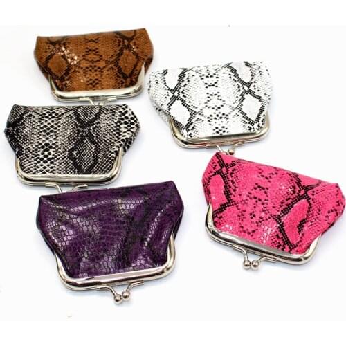 PU Leather Women Mini Coin Wallet Small Wallet Cute Clutch Snake Pattern Purses