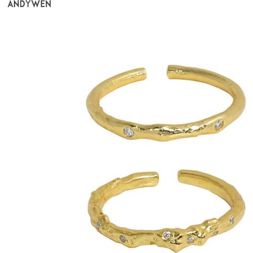 ANDYWEN 925 Sterling Silver Gold Slim Line Resizable Rings Irregular Resizable Geometric Women Fine Jewelry 2021 Wedding Gift
