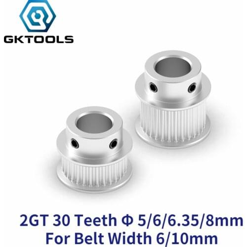 GKTOOLS GT2 Timing Pulley 2GT 30 Tooth Teeth Bore 5/6/6.35/8mm Synchronous Wheels Width 6/10mm Belt 3D Printer Parts