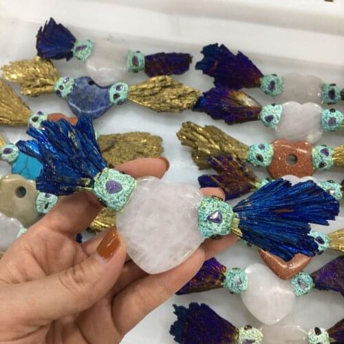 1PC Natural Crystal angel wings Figurine Amethyst Rose Quartz Colorful Healing Stone Gem Craft Gift Home Decor Ornaments