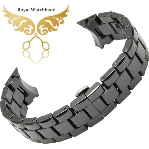 22mm Watch Band Black Diamond Ceramic Bracelet/Strap For AR1405 AR1453 Mens Watch Free Shipping
