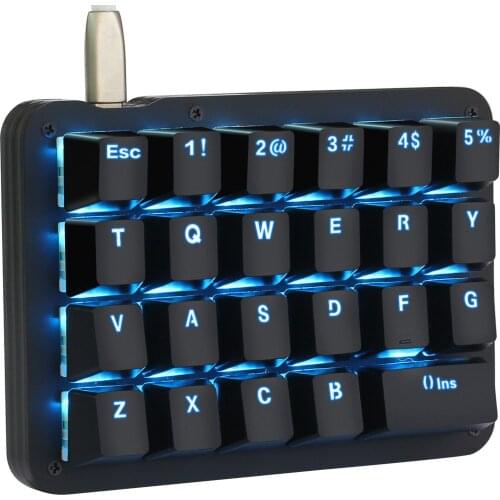 23 Fully Programmable Keys Mechanical Keyboard Blue LED Backlit Portable Mini One-Handed Mechanical Gaming Keypad Blue Switches