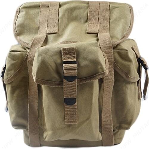 WWII WW2 US Army soldier M14 Military Backpack Hiking CANVAS Bag KHAKI AND ARMY GREEN Military War Reenactments