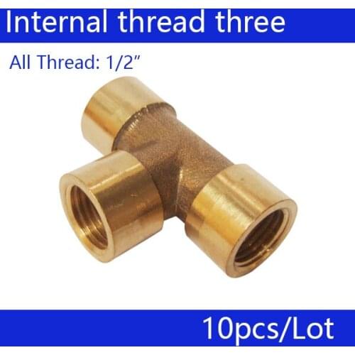 Free shipping, 10pcs a lot, 1/2" Internal thread three links, copper connector