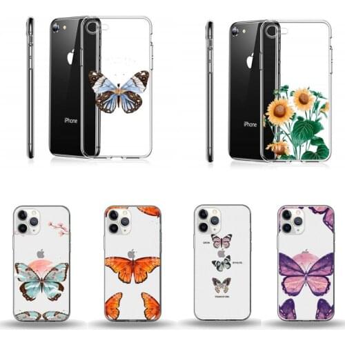 Bling Glitter Butterfly Phone Case Transparent for Clear iPhone 11 12 8 7 6 6S Plus X 5S SE 2020 XR mini pro XS MAX
