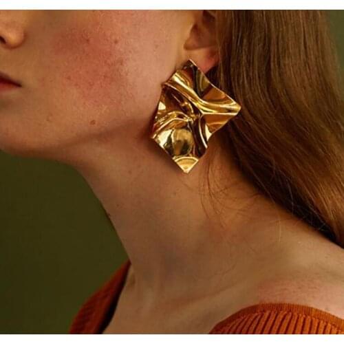 Big Square Metal Earrings For Women Golden Model Show Drop Earring Vintage European Style Female Jewlery Statement Earrings 2019