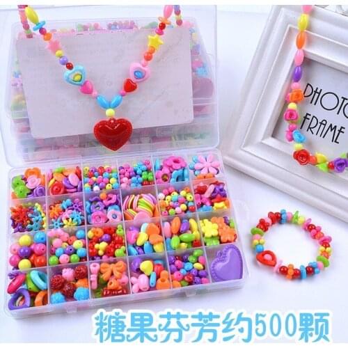 Creative DIY Kids Handmade Beaded Educational Toys DIY Beads Girl Bracelet Jewelry Portable Storage Box Crafts for Kids