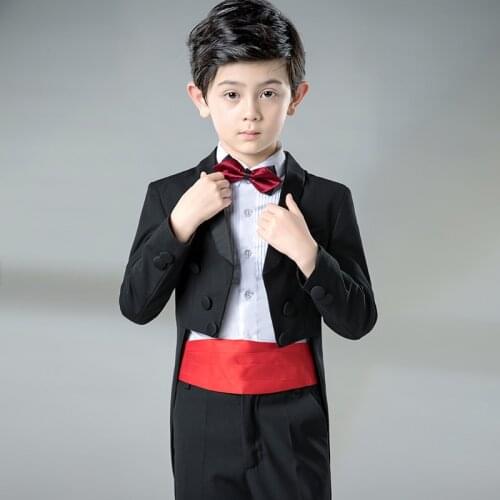 Baby Boys Suits Formal Dress Children Tailor-Made Kids Wedding Blazer Tuxedo Black Swallowtail