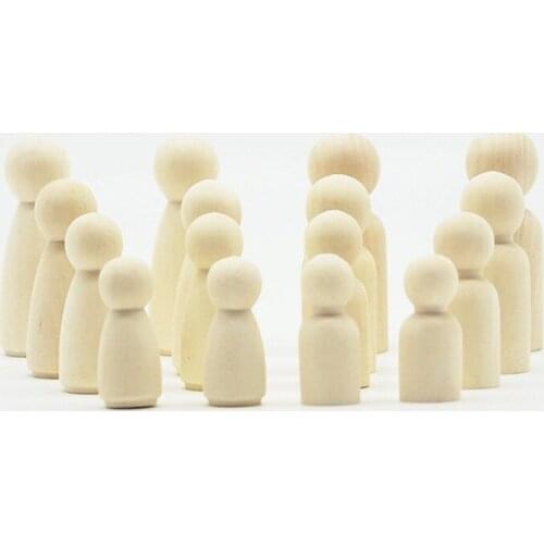 Diy Wooden Man Decorative Ornaments Wooden Men and Women Doll Children Painted Graffiti Log Wood Person Baby Teether Wood Beads