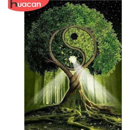 HUACAN Full Drill Square 5D DIY Diamond Painting Tree Diamond Embroidery Landscape Tai Chi Picture Of Rhinestone Decor Home