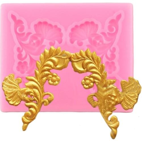Baroque Scroll Relief Silicone Mold Flower Fondant Cake Border Decorating Tools Polymer Clay Candy Chocolate Gumpaste Moulds