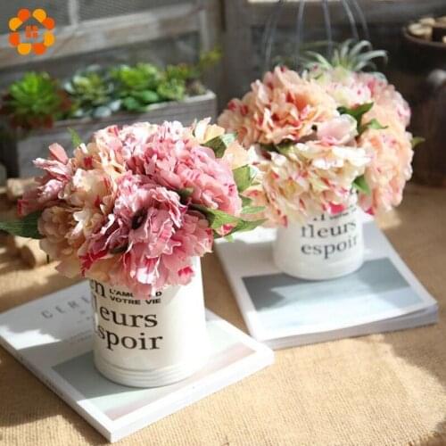 5PCS/Bouquet Peony Artificial Flowers Silk Flowers DIY Flower Bouquet Wedding Favors For Home Garden Wedding Party Decoration