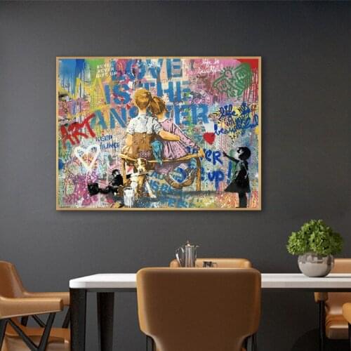 Modern Art Little Couple Dependence Oil Painting Wall Painting Canvas Painting Mural Living Room Corridor Wall Decoration