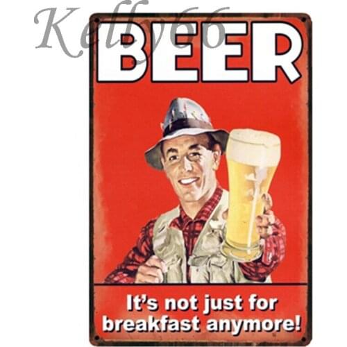 [ Kelly66 ] BEER NOT just for Breakfast Retro Metal Sign Home Decor Wall Art Painting 20*30 CM Size y-1388