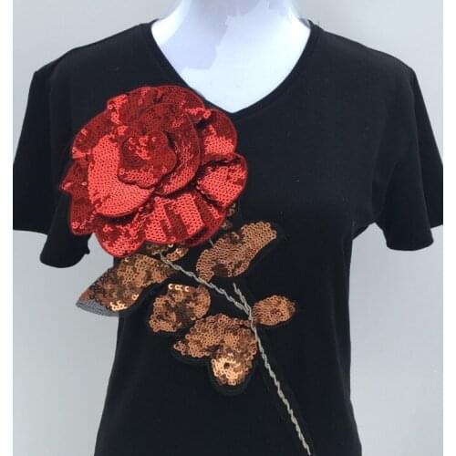 Large 3D Flower Sequins Lace Applique for T-shirt Sewn On Embroidery Patch Accessories DIY Clothing Decoration Crafts