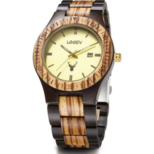 Men Wood Quartz Wristwatches Auto Date Luminous Hands Wooden Watches Mens Male Gift Watch Reloj Hombre