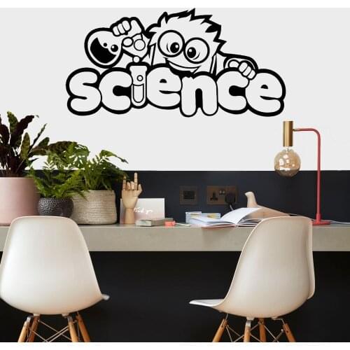 Science Boy Cartoon Decal Wall Art Science Sticker Home Living Room And Science Lab Decoration Removable A002898