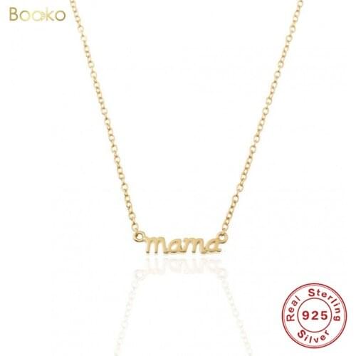 925 Sterling Silver Collares Pendant Necklace For Woman Mom Ladies Minimalist MAMA Letter Necklaces Mothers Day Birthday Gift