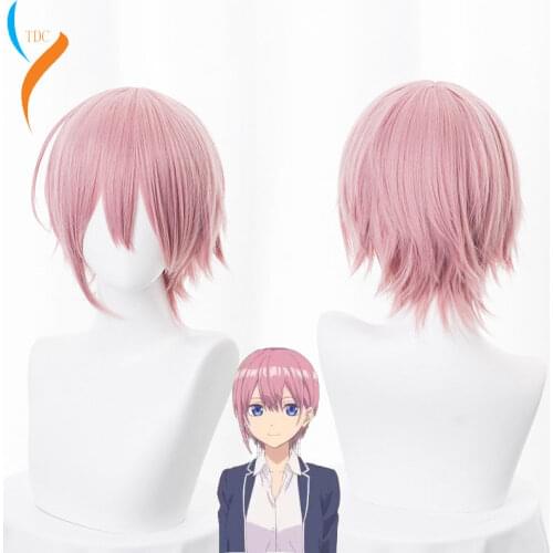 2019 New Gotoubun no Hanayome Ichika Nakano Cosplay Wigs 30cm Short Straight Synthetic Hair Perucas Cosplay Wig+Wig Cap