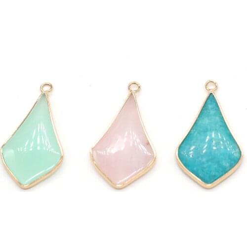 Natural Crystal Stone Pendants Petal Shape Green Aventurines Rose Quartzs Stone Charms for Jewelry Making Women Necklace Gift