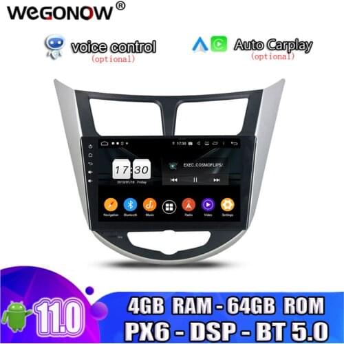 PX6 IPS DSP Android10 For Hyundai Verna Accent Solaris 2011-2012 8 Core 4G RAM 64GB ROM Car DVD Player GPS Radio wifi BT5.0