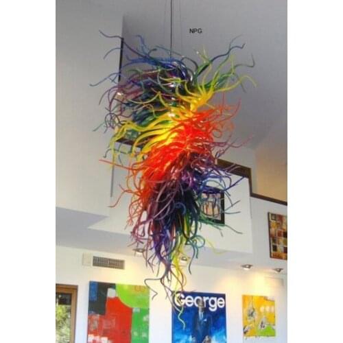 Multi Colored Hand Blown Murano Glass Modern Art Hanging LED Christmas Decor Chandelier