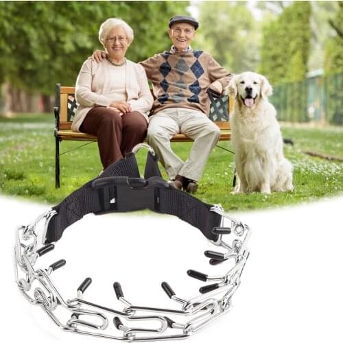 Adjustable dog collar, stainless steel dog training choke for large,medium and small dogs,with comfortable rubber tip and buckle