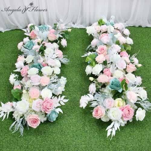 Luxury Large Artificial Flower Runner Rose Hydrangea Thicken Flower Row Arrangement Wedding Arch Decor Scens Layout Flower Wall