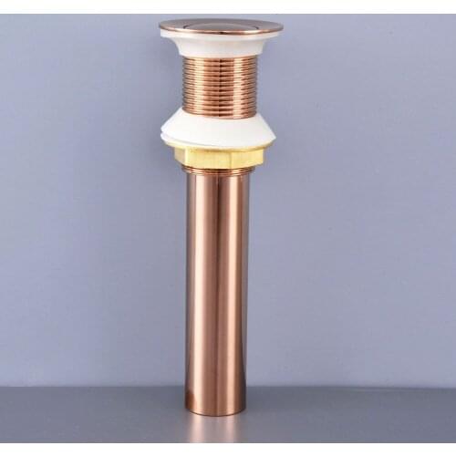 Luxury Rose Red Gold Color Polished Brass Pop Up Bathroom Sink Basin Waste / Drain Without Overflow asd078