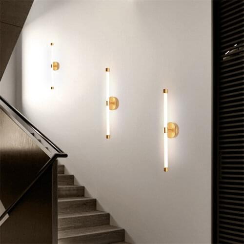 Modern Long Wall Lamps The Whole Pole Can Light Up Simple Living Room Decor Lighting Bedroom Lamp Hotel Background Wall Lights