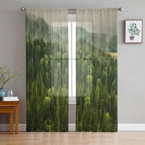 Coniferous Forest Window Treatment Tulle Modern Sheer Curtains for Kitchen Living Room the Bedroom Curtains Decoration