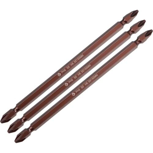 Uxcell 3 Pcs PH2 Magnetic Phillips Double Ended Screwdriver Bits, 1/4 Inch Hex Shank 5.91-inch Length S2 Power Tool