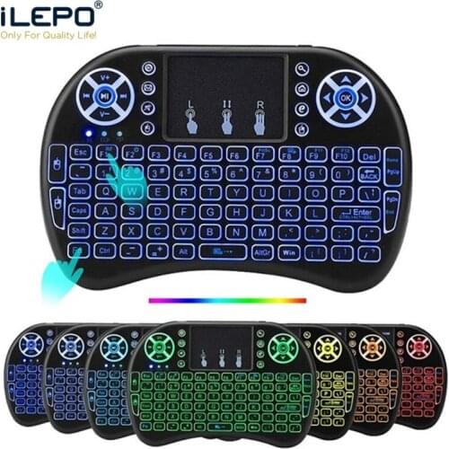 Air Mouse Keyboard Remote Control i8 Colorful Backlit English Touchpad Backlight Mini Wireless Keyboard for Smart Android TV Box