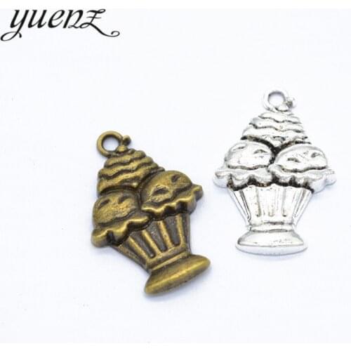 YuenZ 10 pcs Antique silver color ice cream Charm Pendants for Necklace Jewelry Accessories Diy Jewelry Making 29*18mm K30