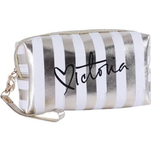 Protector Cross Pattern Makeup Bag Striped Lettered Octagonal Storgage Bag Support Custom