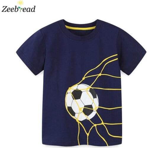 Zeebread Summer Navy Blue Football Print For Boys T shirts Cotton Baby Short Sleeve Tees Childrens Hot Clothing Tops Shirts