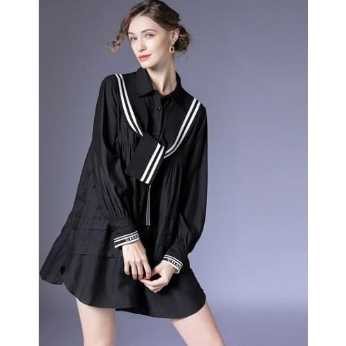 College style age-reducing black dress female autumn 2021 new fashion fluttering led loose slim casual skirt