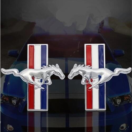 1 Pair 3D Metal Car Door Side Fender Rear Trunk Emblem Badge Sticker Decals For Ford Mustang Car Sticker Styling Accessories
