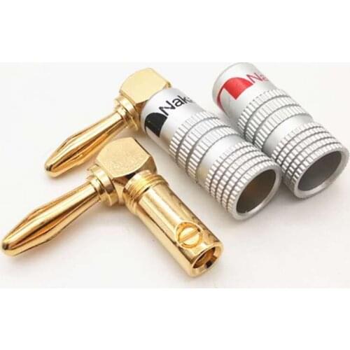 2PCS Banana Plug Right Angle 90 Degree 4mm Gold-Plated Video Speaker Adapter Audio Connector Banana Connectors